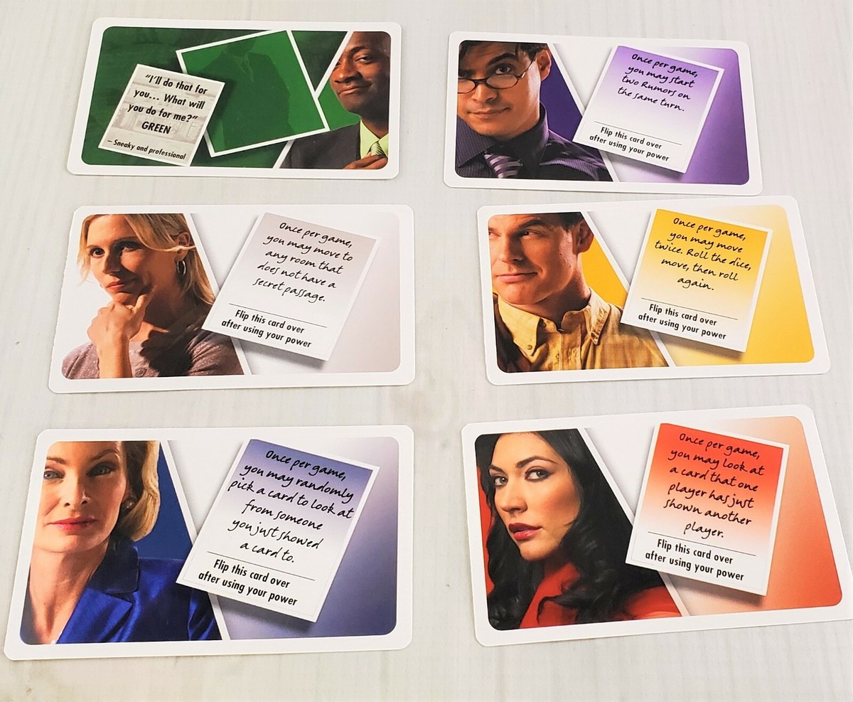 Dziewięć kart pokojów Cluedo: biblioteka, kuchnia, salon i inne pomieszczenia