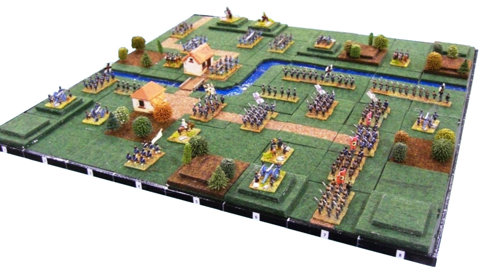 zestaw figurek konfederatów i unionistów na planszy Gettysburg 1863